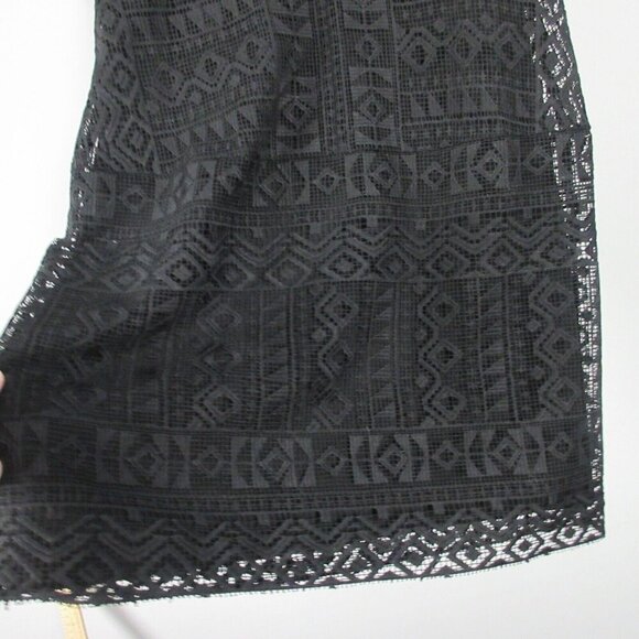 Club Monaco Silk Mini Dress Cocktail 6 Black Elegant Dress Crochet Party 306 - Picture 5 of 9